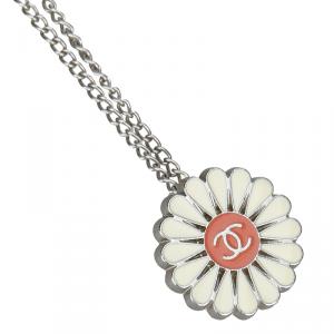 Chanel Floral CC Enamel Metallic Necklace
