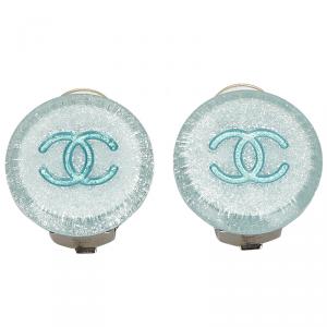 Chanel Blue/Light Blue CC Clip On Earrings