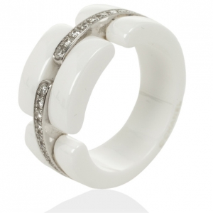 Chanel Diamonds 18 K White Gold & Ceramic Ultra Ring Size 56