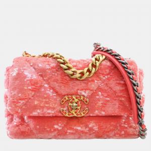 Chanel Pink Small Sequins 19 Flap
