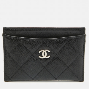 Chanel Black Quilted Caviar Leather CC Card Holder