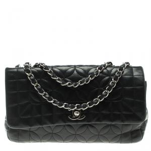 مملوكة مسبقًا Chanel Black Embossed Leather Small Classic Flap Bag
