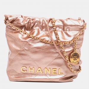 Chanel Orange Mini Metallic Calfskin 22 Satchel