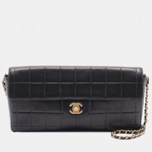 Chanel Black Chocolate Bar Lambskin East West Flap