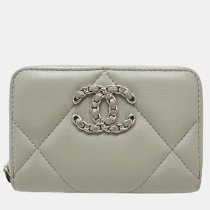 Chanel Grey Leather Zip Coin Purse AP0949