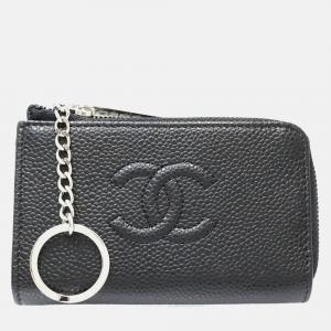 Chanel Black Caviar Skin Coin Case Keyring A68885