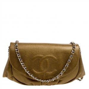 Chanel Gold Leather Halfmoon WOC Bag