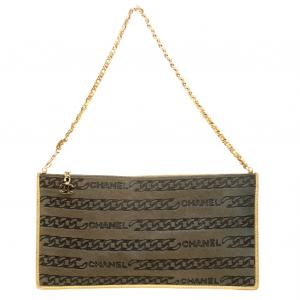 Pre Owned Chanel Brown/Gold Chain Print Calf Hair Pochette
