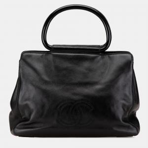 Chanel Black CC Lambskin Tortoise Handle Tote