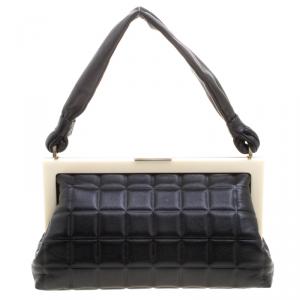 Pre Owned Chanel Black Chocolate Bar Leather Frame Bag