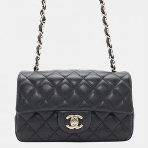 Chanel Mini Matelasse Chain shoulder Bag Black Lambskin Size 20