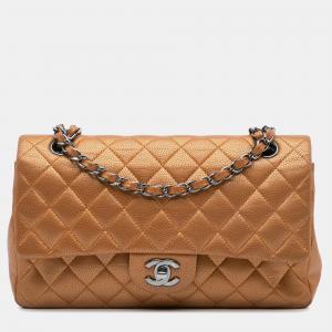Chanel Brown Medium Classic Metallic Caviar Double Flap