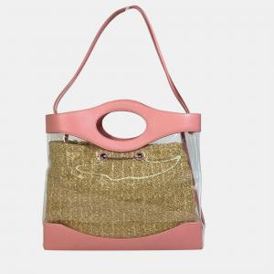 Chanel Calfskin Vinyl  Clear Pink Cc Coco Mark Tote Bag Large Shopping Bag