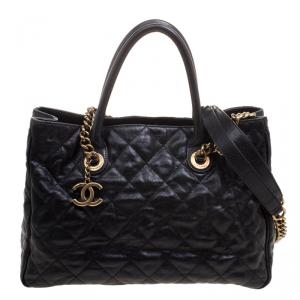 مملوكة مسبقًا Chanel Black Quilted Caviar Leather Shiva Tote