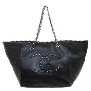 Pre Owned Chanel Black Leather Small Modern Chain Tote