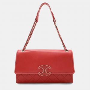 Chanel Hamptons Coco Mark Chain Shoulder Bag Lambskin Leather Pink