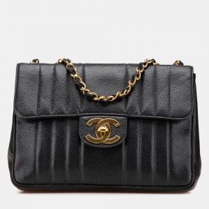 Chanel Black Jumbo XL Caviar Mademoiselle Flap