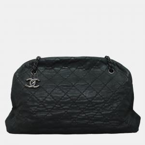 Chanel Iridescent Quilted Large Leather Grey Just Mademoiselle Large Tote Bag
