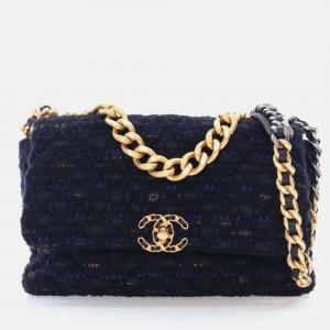 Chanel Large Black Tweed 19 Flap Bag