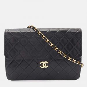 Chanel Black CC Quilted Lambskin Single Flap