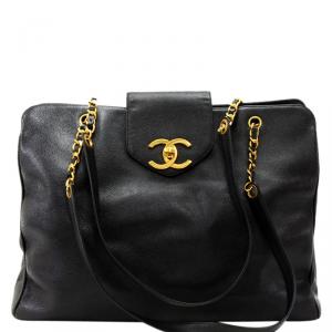 مملوكة مسبقًا Chanel Black Leather XL Supermodel Tote