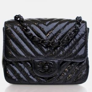 Chanel Mini So Black Patent Classic Square Flap Bag