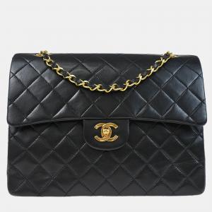 Chanel Black Lambskin Medium Classic Double Flap Shoulder Bag