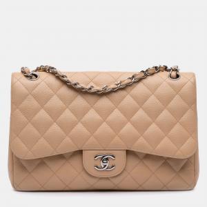 Chanel Brown Jumbo Classic Caviar Double Flap