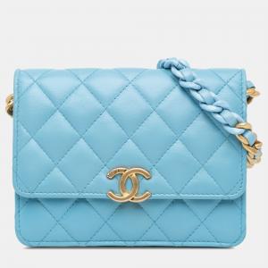 Chanel Blue Quilted Lambskin Candy Chain Wallet