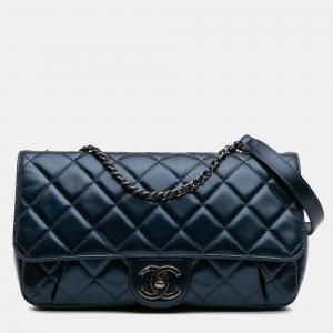 Chanel Coco Pleats Flap Quilted Glazed Calfskin Shoulder Bag
