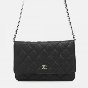 Chanel Matelasse Classic Chain Wallet Black Caviar Leather