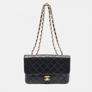 Chanel Matelasse Chain Shoulder Bag Lambskin Sheep Leather Black 