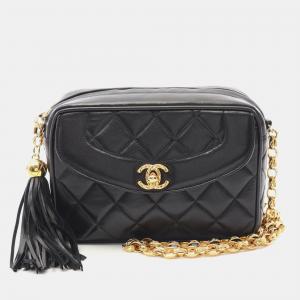 Chanel Matelasse Diana Flap Chain Shoulder Bag Lambskin Black 