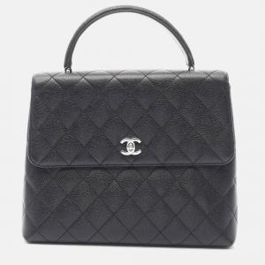 Chanel Matelasse Top Handle Handbag Leather Black 