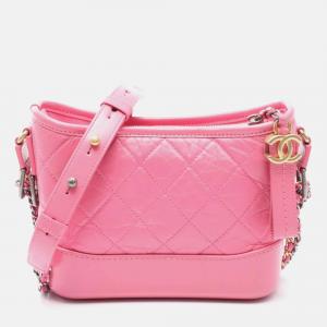 Pre Owned Chanel Gabrielle De Chanel Small Pink Leather Hobo Shoulder Bag