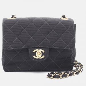 Pre Owned Chanel Matelasse Black Canvas Single Flap Shoulder Bag