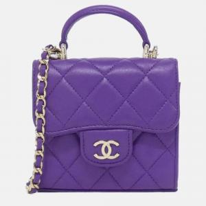 Pre Owned Chanel Purple Lambskin Shoulder Bag
