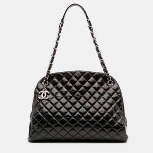 Pre Owned Chanel Black Large Aged Calfskin Just Mademoiselle Bowling Bag