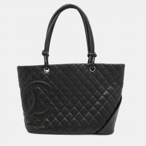 Chanel Cambon Line Black Lambskin Large Tote