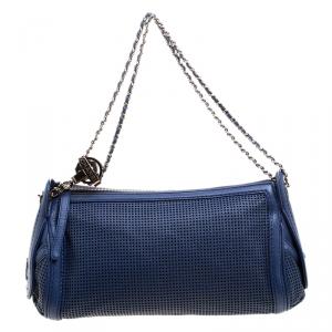 Chanel Blue Perforated Leather Pulley Camera Case Shoulder Bag