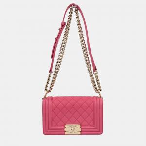 Chanel Boy Chanel Pink Calfskin Small Chain Shoulder Bag