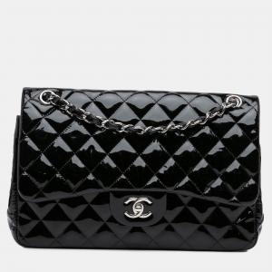 Chanel Black Jumbo Classic Patent Double Flap