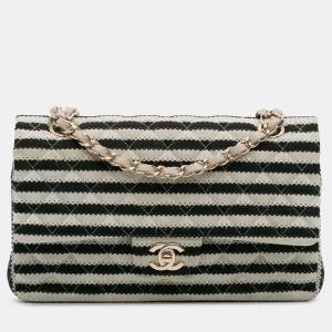 Pre Owned Chanel Black Medium Classic Jersey Coco Sailor Double Flap