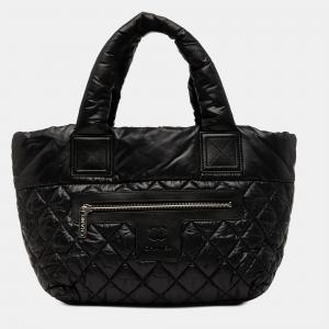 Pre Owned Chanel Black Small Quilted Nylon Coco Cocoon Tote