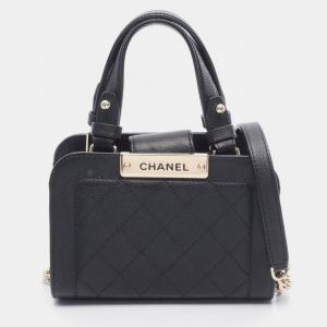Pre Owned Chanel Matelasse Shoulder Crossbody Bag Leather Calfskin Black