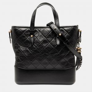 Pre Owned Chanel Black Medium Quilted Calfskin Gabrielle Shopping Satchel