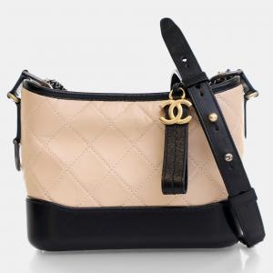 Pre Owned Chanel Small Beige Aged Calfskin Gabrielle Bag