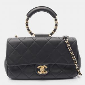 Pre Owned Chanel Matelasse Shoulder Bag Leather Black
