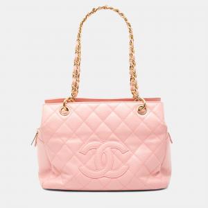 Pre Owned Chanel Pink Petite Caviar Timeless Tote