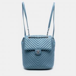 مملوكة مسبقًا Chanel Blue Chevron Lambskin Urban Spirit Backpack